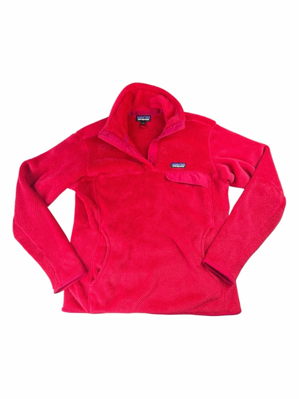 Patagonia Women’s Hot Pink Snap T Fleece Pullover Sweater Size L - Picture 1 of 7